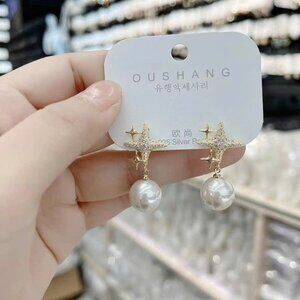 Pearl gold-plate & silver-plate earrings